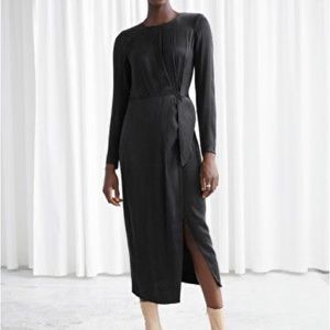 NWT & Other Stories Satin Side Knot Midi Dress